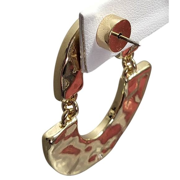 NEW Chico's Mother of Pearl Earrings White & Gold Trim Semi Circles 1.5 in drop - Picture 7 of 10